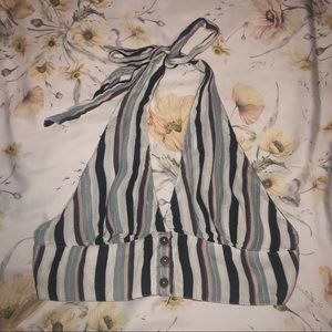 UO blue/white striped halter top